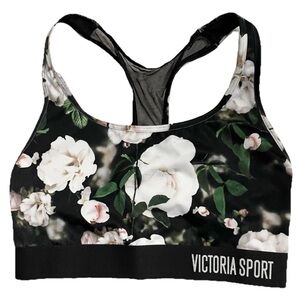 Victoria Sport Floral Print Racerback Sports Bra Size Small S/P B75 Black White